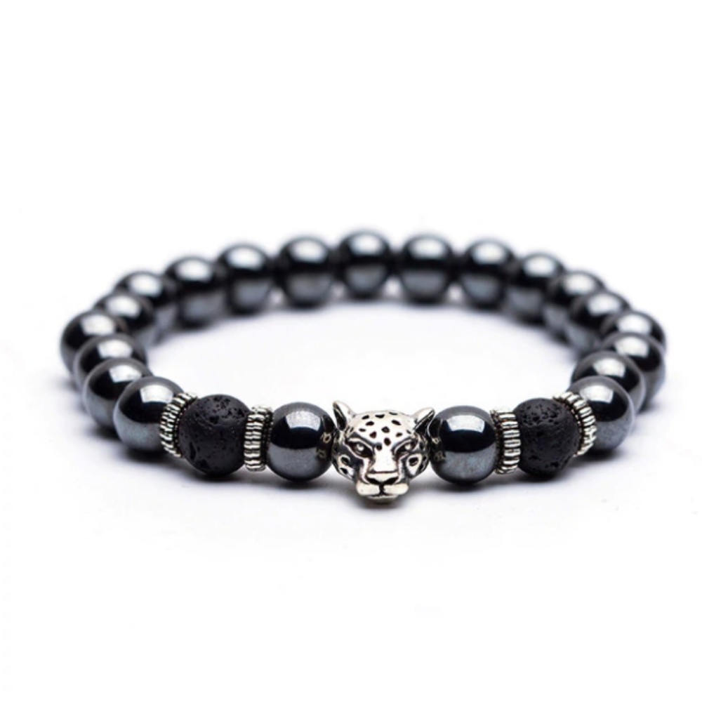 Organic®️ Hematite Stone Silver Panther Br…